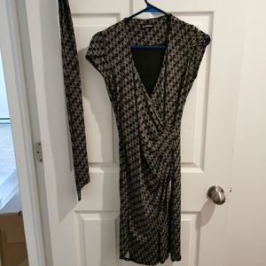 XS black and brown midi dress